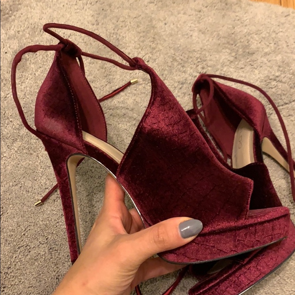 Aldo Velvet Platform Heels